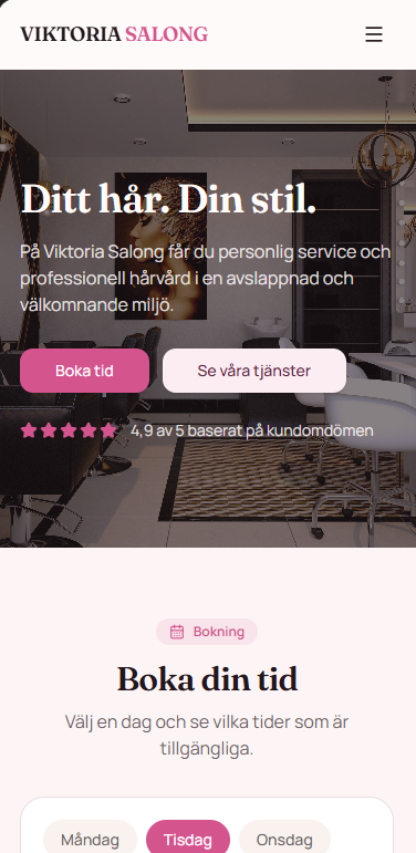 Hemsida för Viktoria Salong – Frisör